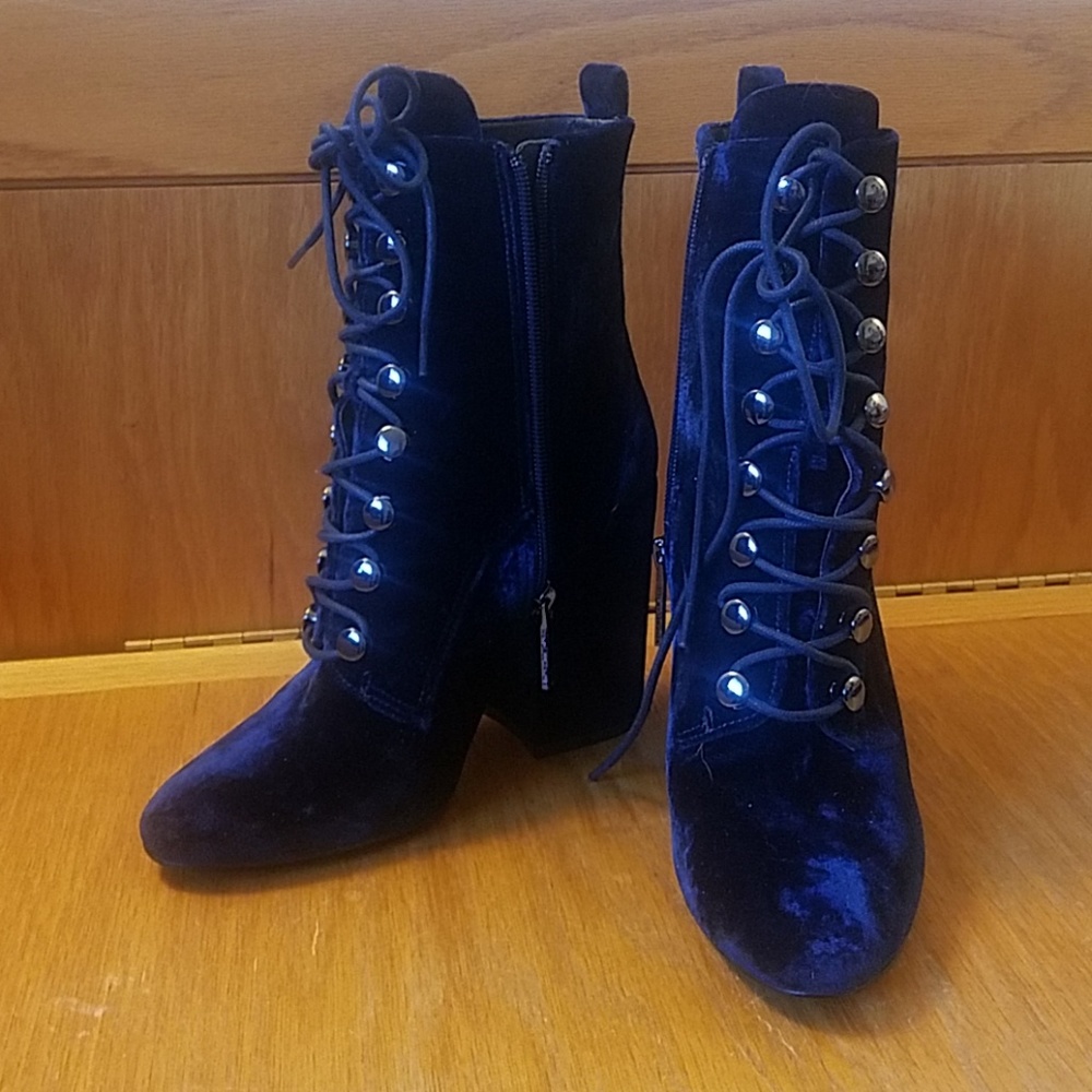 Kendall + Kylie Velvet Lace-up Booties